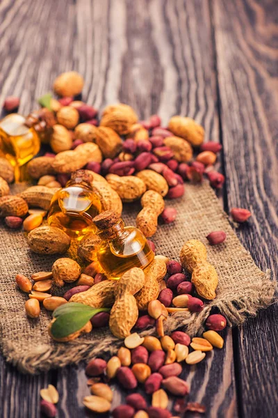 Natural peanut with oil in a glass