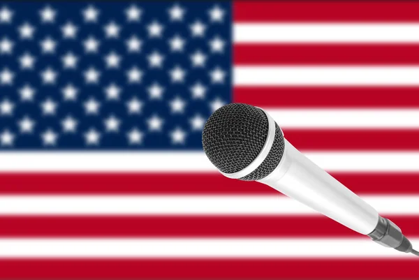Microfoon op Usa vlag — Stockfoto