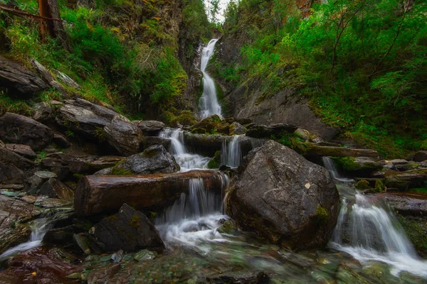 Waterfall in Altai Mountains territory, West Siberia, Russia