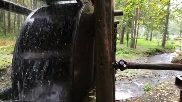 Rustic watermill with wheel — Stockvideo