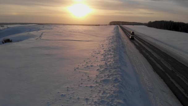 Road in winter landscape — Stock Video