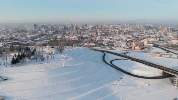 Barnaul şehir ana görünüme hava atış — Stok video