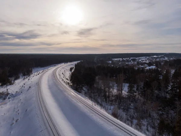 Drone aéreo foto da ferrovia — Fotografia de Stock