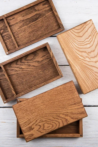 Wooden photo box for photo storag — Stock Photo, Image