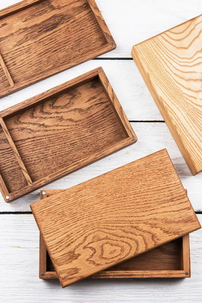 Wooden photo box for photo storag — Stock Photo, Image