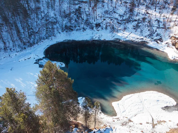 Αεροφωτογραφία του χειμώνα μπλε λίμνες — Φωτογραφία Αρχείου