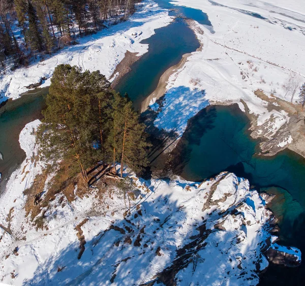 Vista aérea de lagos azuis de inverno — Fotografia de Stock