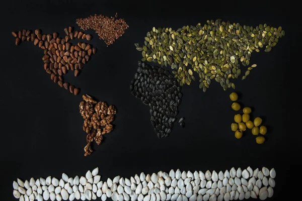 Mapa do mundo de sementes diferentes : — Fotografia de Stock