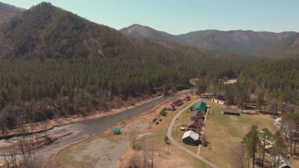 Aerial view of camping houses — Stock Video