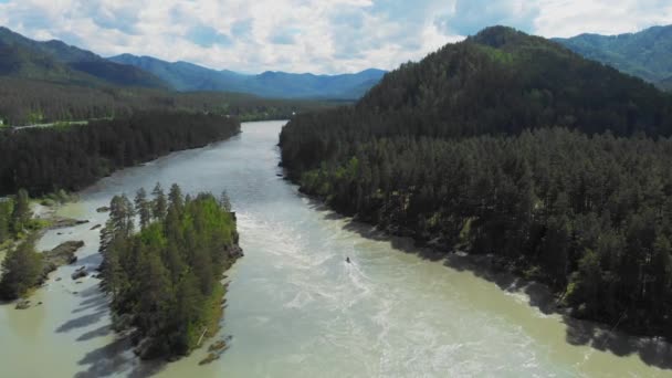 Vue aérienne de la rivière Katun — Video