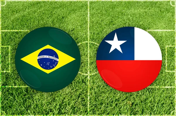Brazylia vs Chile meczu piłki nożnej — Zdjęcie stockowe