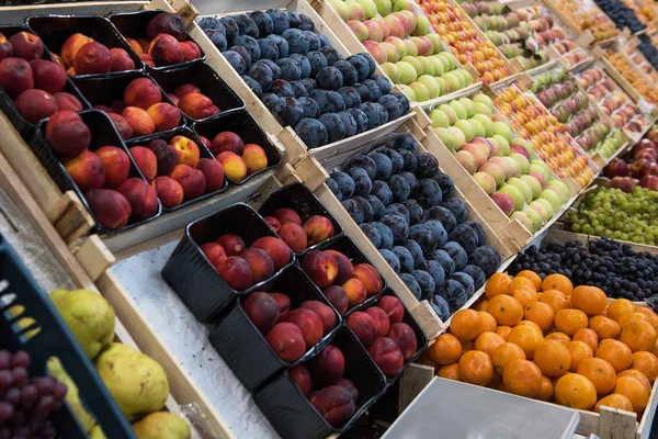Ассортимент фруктов на рынке — стоковое фото