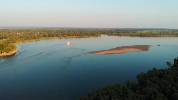 Aerial view of river and boats — Stock Video