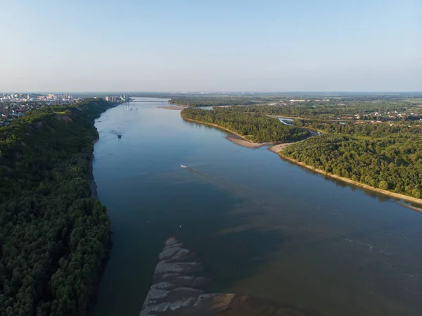 Aerial view of big siberian Ob river — Stock Photo, Image