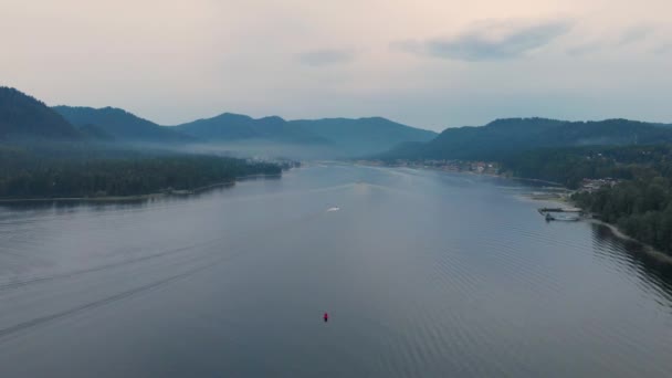 Aerial view of Lake Teletskoe — Stock Video