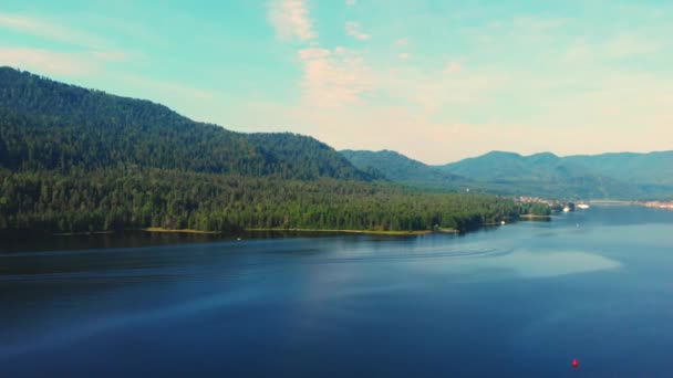 Aerial view of Lake Teletskoe — Stock Video