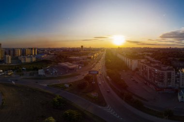 Barnaul şehrine hava görüntüsü.