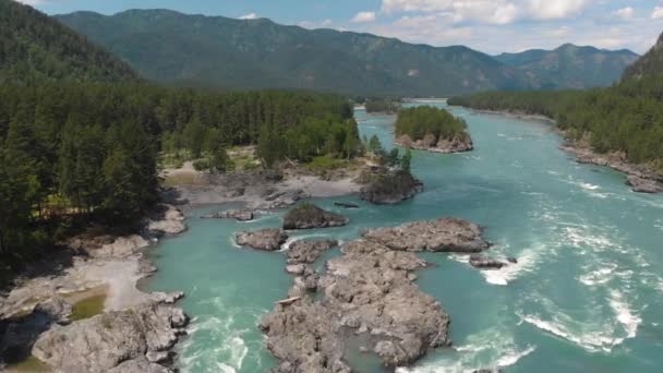 Вид с воздуха на реку Катунь — стоковое видео