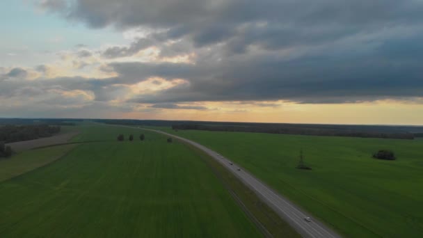 Veduta aerea della strada in estate al tramonto . — Video Stock