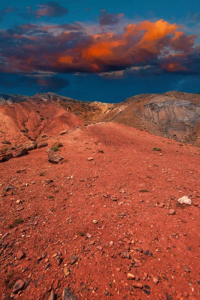Marte paisaje con puesta de sol —  Fotos de Stock