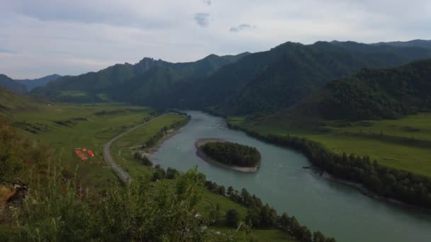 View of Katun river — Stock Video