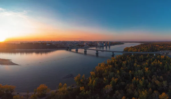 Aerial shot of view to Barnaul city. — Stock Photo, Image