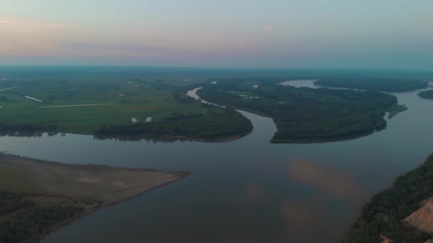 Aerial view of river Ob — Stock Video