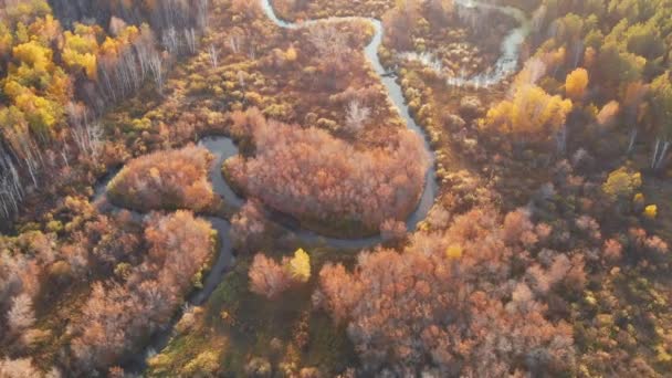 강이 흐르는 가을 하늘 풍경 — 비디오