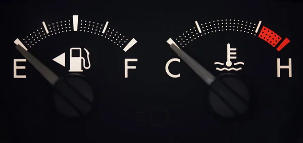 Fuel Tempreture Indicators Modern Car Close View — Stock Photo, Image