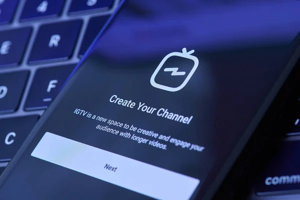 Igtv Kanal menüsünü smartphone ekranda oluşturmak — Stok fotoğraf