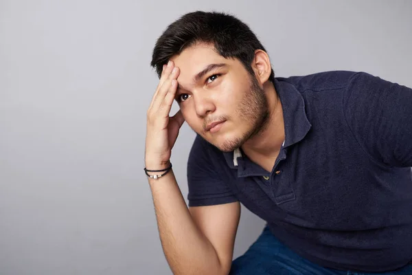 Jonge Man Denk Probleem Thema Tiener Problemen — Stockfoto