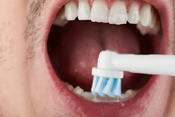 Macro of cleaning teeth