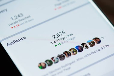 Facebook smartphone ekranında seyirci