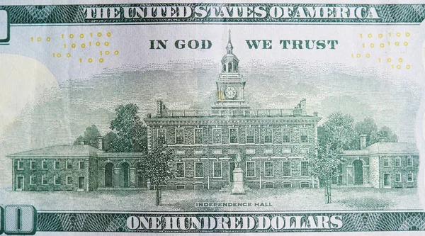 Independence hall foto en billete de dólar —  Fotos de Stock