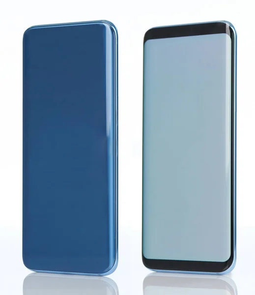 Isometric View Blue Smartphone Isolated White Studio Background — Stock Photo, Image