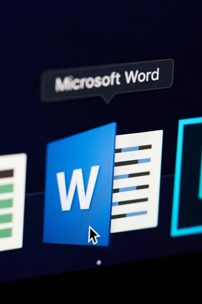 Microsoft office word εικονίδιο στην οθόνη — Φωτογραφία Αρχείου