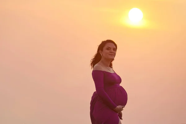 Hamile kadın portresi silhuette — Stok fotoğraf