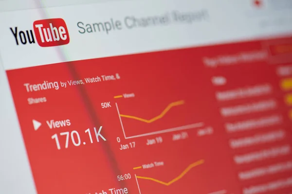 Youtube sample channel report — Stock Photo, Image