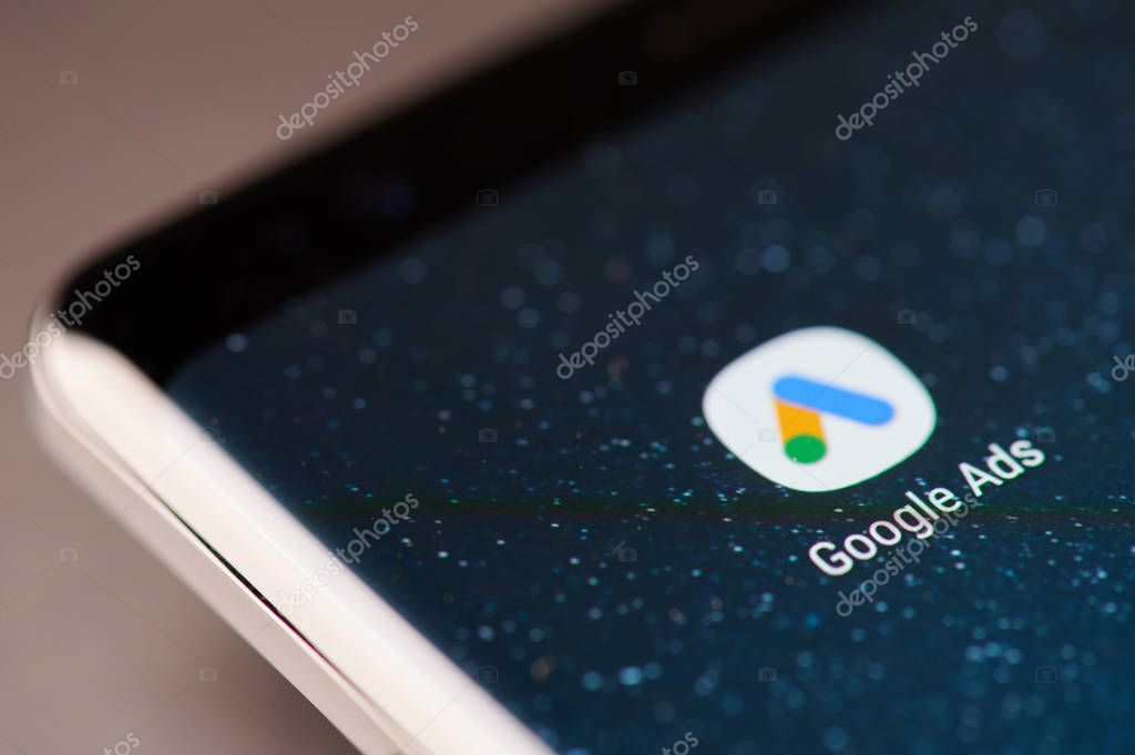 New york, USA - January 24, 2019: Google ads app icon on smartphone screen close up view