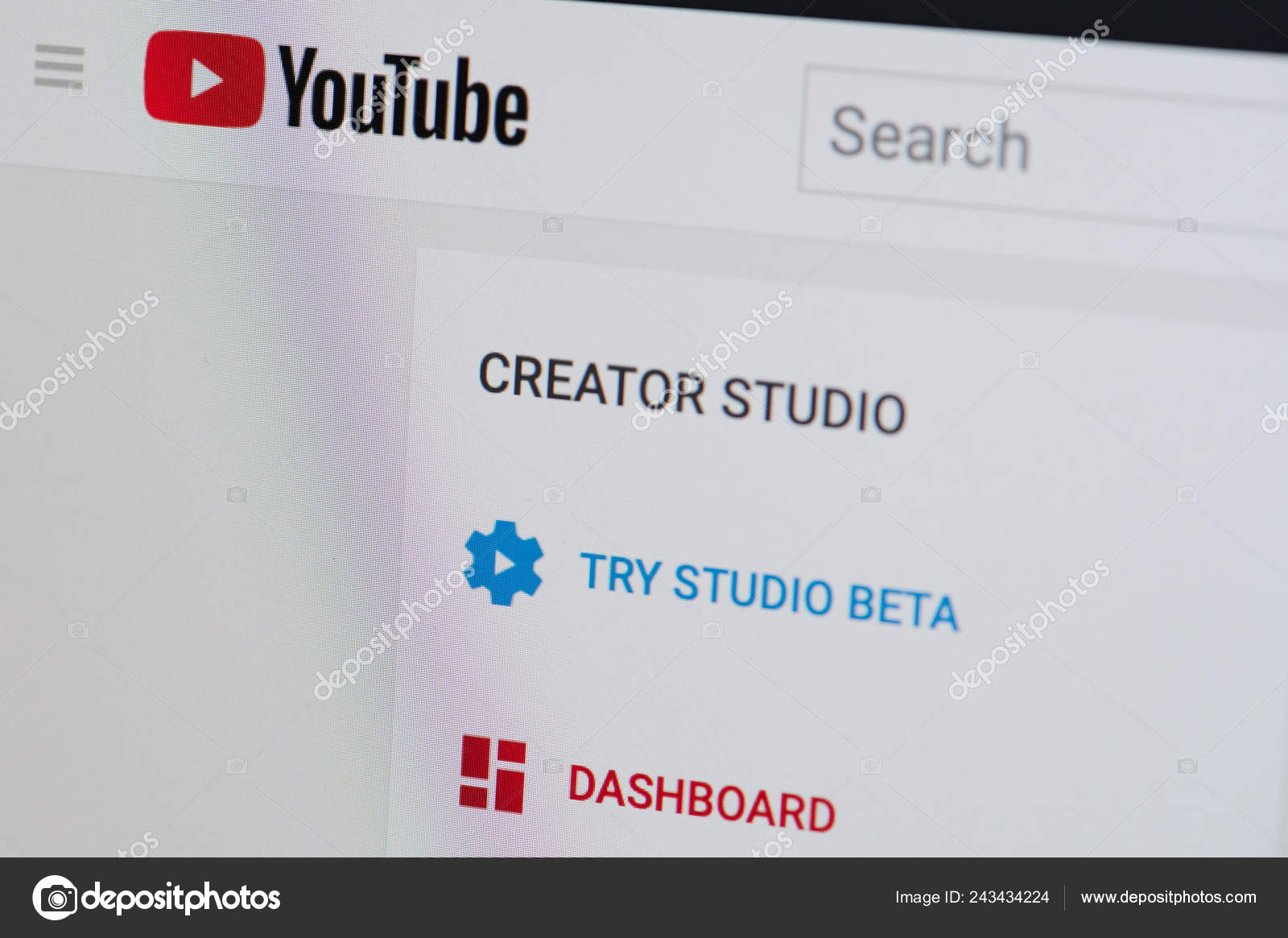 Creator Studio Menu Editorial Stock Photo - Image of