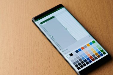 Microsoft excel menü smartphone ekranında