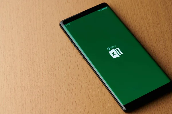 Office excel uygulama smartphone ekranında — Stok fotoğraf