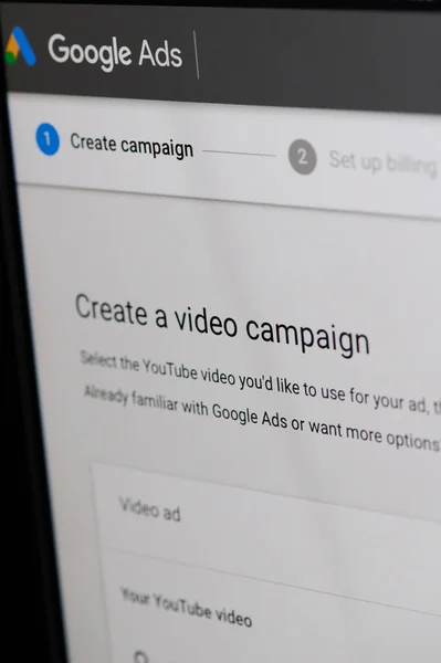 Crear campaña de vídeo de Google — Foto de Stock