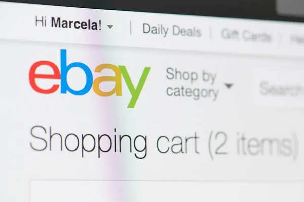 Carrinho de compras do Ebay — Fotografia de Stock