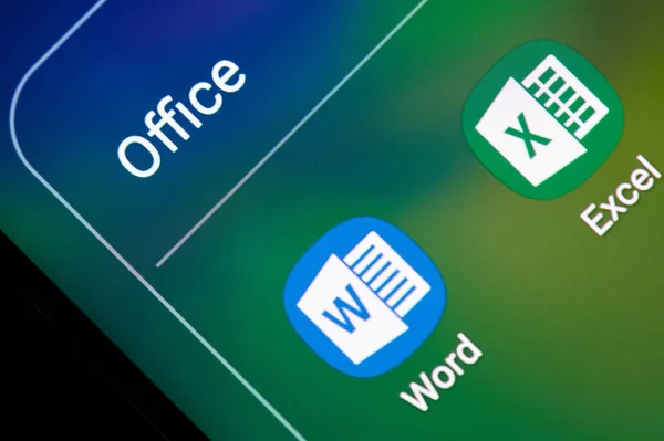 Microsoft Office Excel-és Word-alkalmazás — Stock Fotó