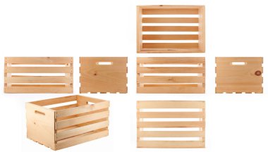 Temiz boş ahşap kutu