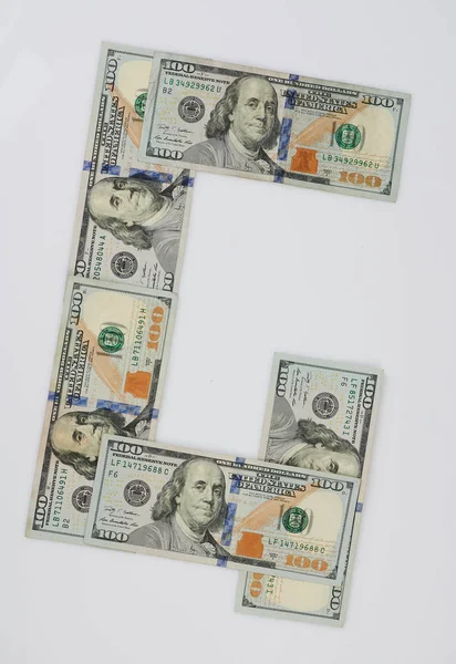 Letter Hundred Dollar Bills Isolated White Background — Stock Photo, Image