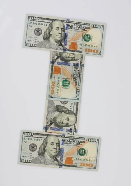 Carta Billetes Cien Dólares Aislados Sobre Fondo Blanco —  Fotos de Stock