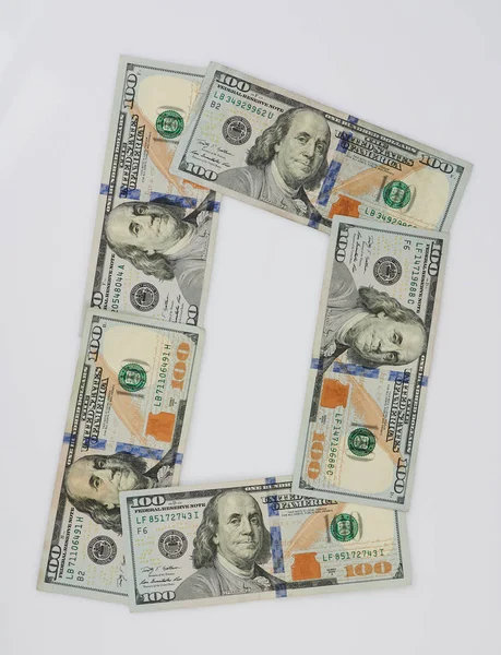 Letter Hundred Dollar Bills Isolated White Background — Stock Photo, Image