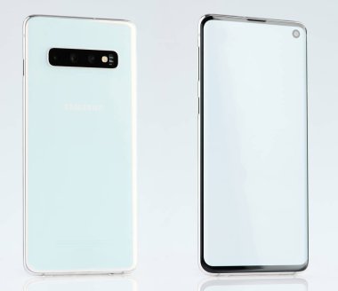 Beyaz samsung galaxy s10 açı görünümü